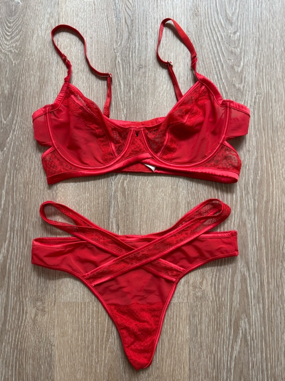 lounge underwear Madeline red lace intimates set